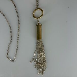 Elegant Silver and Gold Tassel Necklace